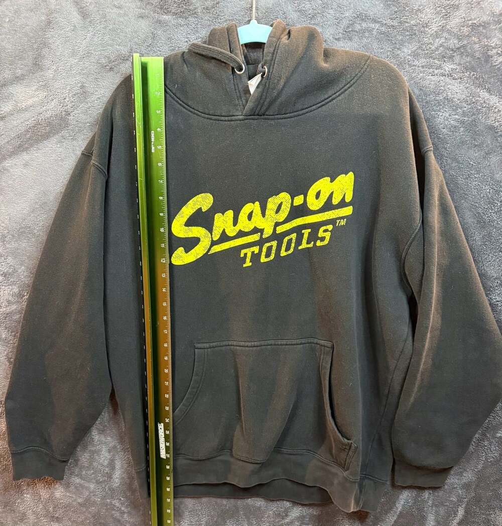 Men’s Snap-On Tools Hoodie Size 2XL Black Yellow Pullover Sweatshirt#62